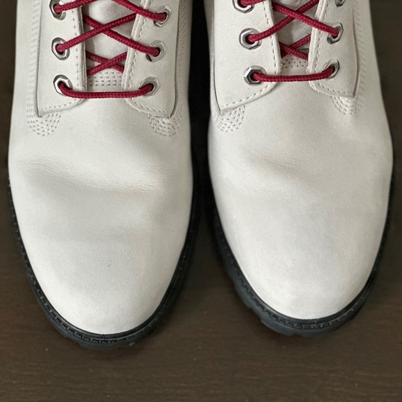 Timberland Premium 6-Inch Boots Men's 9.5 M White Red Waterproof Nubuck Leather - Picture 8 of 14